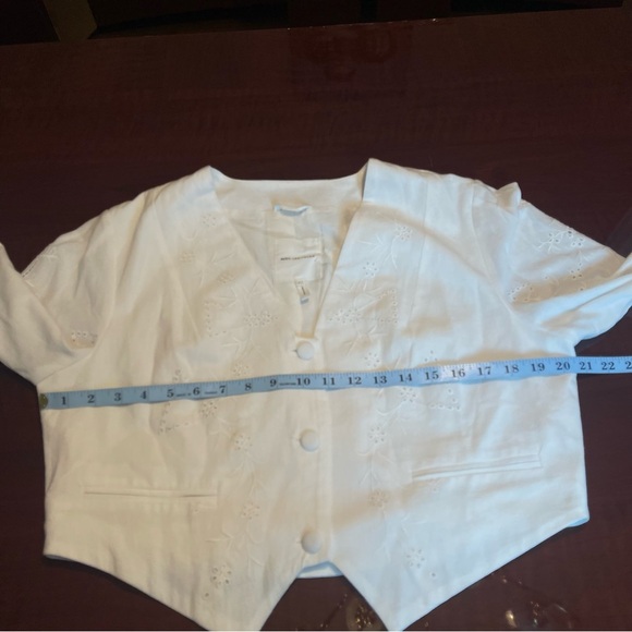 Avec Les Filles Women's Cotton Eyelet Vest-Style Top White Embroidered Sz L - Picture 6 of 13